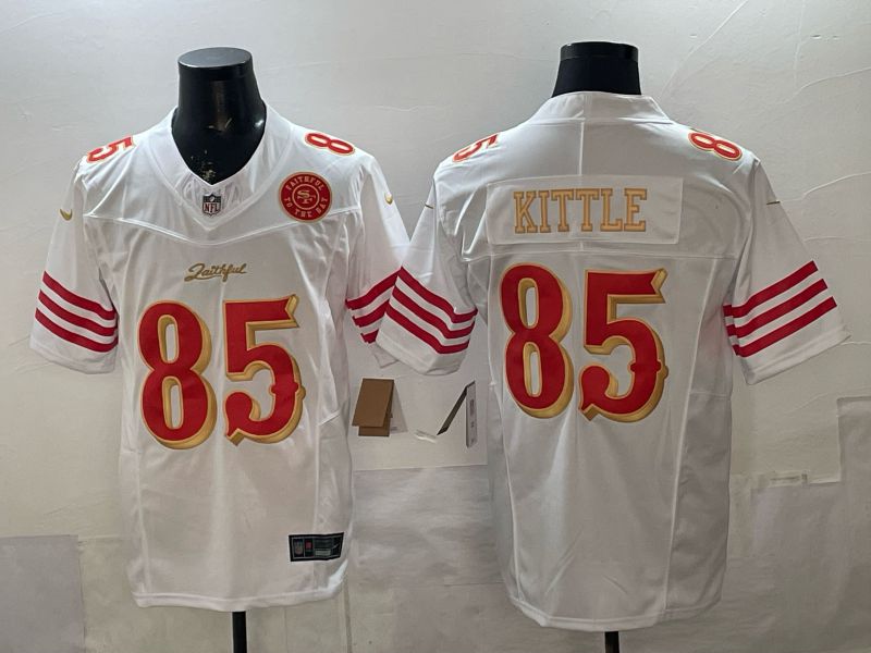 Men 2026 San Francisco 49ers #85 Kittle White Gold 5th generations Nike Limited NFL Jersey style 003